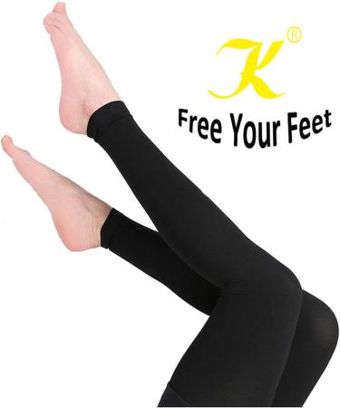 KEKING Footless Thigh High Compression Stockings 15-20mmHg - Black, Unisex, Anti-Slip Silicone Band - for Varicose Veins, Edema, DVT - Large (1 Pair) - Buy Online on GoSupps.com