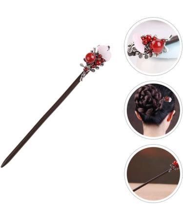 FRCOLOR Chinese Hair Stick Flower Hair Chopsticks Red Agate Vintage Hairpin Chignon Pin Hair Styling Hair Making Accessories for Women Wedding Hanfu Cheongsam - Buy Online on GoSupps.com
