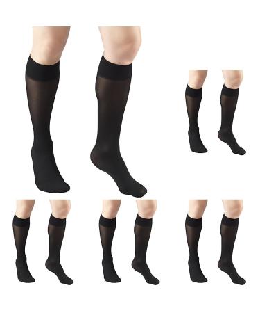 Truform Sheer Compression Stockings 8-15 mmHg Women's Knee High Length 20 Denier Black Medium (Pack of 5)