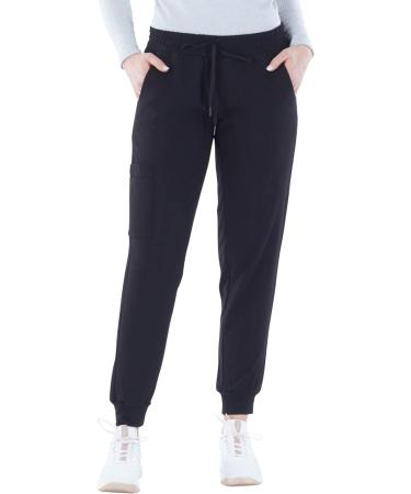 Olivia Rae Women's Elastic Waistband Stretch Scrub Jogger Pant - Medium Petite, Jet Black - Buy Online on GoSupps.com
