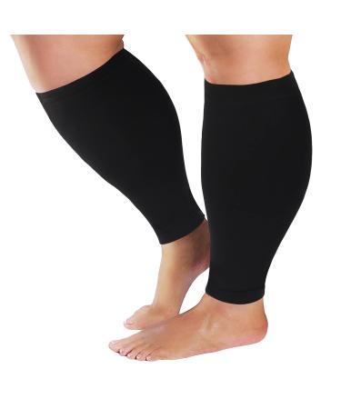 Wide Calf Compression Sleeves Women & Men  Plus Size Calf Leg Compression Sleeve 6XL for Shin Splints Leg Pain Relief Support  Varicose Vein  Swelling  Edema  Travel  XXXXXX-Large Wide Ankle Size XXXXXX-Large Black