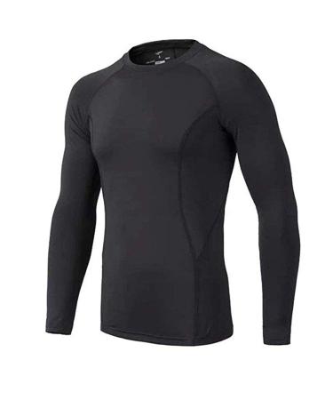 BUYKUD Children's Functional Shirt Long Sleeve Running Tracksuits Football Compression Shirt 128 Black