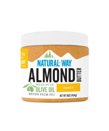 Natural Way Almond Butter, Honey, (1) 16 Ounce Jar - Made with Olive Oil, No Hydrogenated Oils, Non-GMO, Gluten Free Honey 1 Pound (Pack of 1)