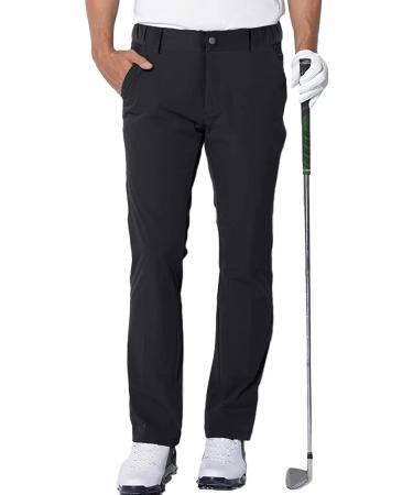 Aoli ray men golf pants waterproof golf stretch trousers narrow fit golf trousers slim fit stretch long golf pants golf pants black 3xl black