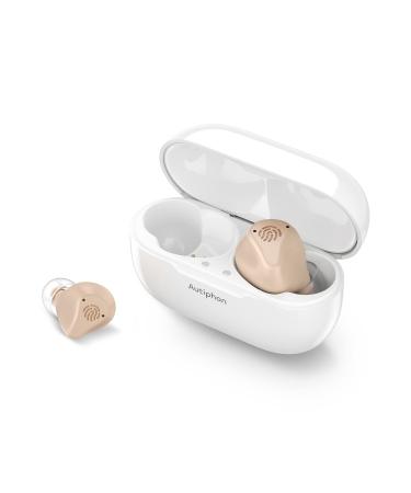 Autiphon Advanced Rechargeable Hearing Aids Seniors Adults, 16-channel Digital Hearing Amplifiers, Dual Microphones, with Tinnitus Masking Mode, AT216 Pro, Beige, Pair