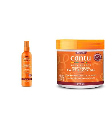 Cantu Comeback Curl Revitalizer Mist 12 oz & Twist & Lock Gel with Shea Butter for Natural Hair 13 oz