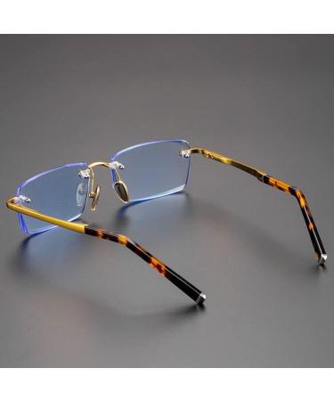 GHARAZ Diamond Cut Edge Reading Glasses for Men & Women - Rimless Crystal Readers in Blue (Size: 2.0+) - Buy Online on GoSupps.com