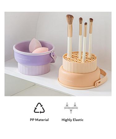 2 in 1 Silicone Makeup Brush Cleaning Mat & Drying Holder - Portable Pink Cosmetic Brush Cleaner - Buy Online on GoSupps.com