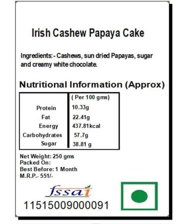 Ghasitaram Gifts Valentines Gift for Girlfriend/Boyfriend/Husband and Wife - Valentine Sweets - Irish Cashew Papaya Cake Valentine Sweets Irish Cashew Papaya Cake - Buy Online on GoSupps.com
