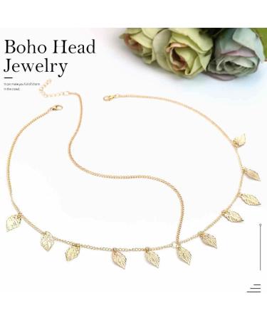 Zoestar Boho Head Chain Gold Leaf Tassel Hair Jewelry Bridal Headpiece Festival Headband for Women and Girls - Buy Online on GoSupps.com