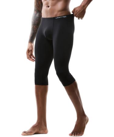 TSSOE Men's Compression Fitness Sheer Shorts Capris Tights Baselayer Pants - Black, Medium - Buy Online on GoSupps.com