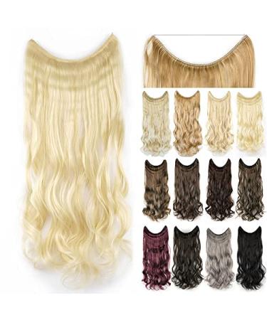 Imissu 22 '' 26 'Long body corrugated hair extensions Fish cord Hair part Synthetic invisible headgear flip curly hair extension pieces (26 inches 613 blond) 26 inch 613 blonde