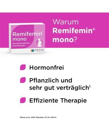Remifemin Mono 60 Tablets - Hormone-Free Relief for Menopause Symptoms - 1 Pack of 60 Vegetable Capsules - International Shipping Available - Buy Online on GoSupps.com