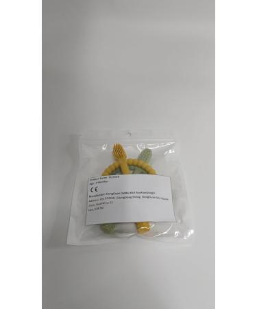 Baby Biting Toys & Toothbrush Set - BPA-Free Silicone Teething Rings for Gums Relief (Dark Green & Yellow) - 2 Pieces for 3+ Months - Buy Online on GoSupps.com