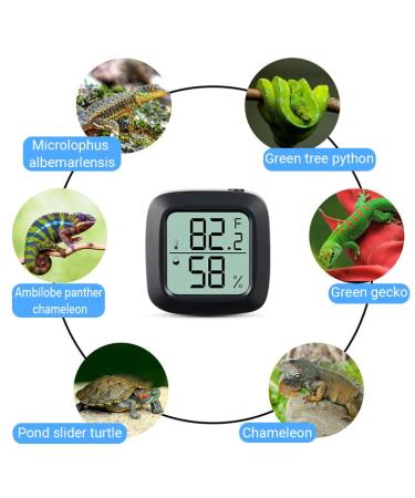 Aggforbl Reptile Thermometer Reptile Digital Thermometer and Humidity Vivarium Accessories use for bearded dragon accessories Tank Hygrometer Reptile wiht Double Sided Tape (Black 1) Black 1 pcs - Buy Online on GoSupps.com