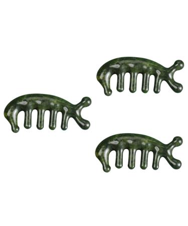 Beavorty 3st massage comb from Jade scalp massager Hand massage combing massage tools Simple massage comb jade massage comb Creative massage comb body 3D leather tools 11.50x1.50cmx3pcs Gr nx3stk