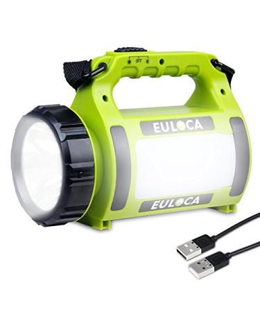 EULOCA Rechargeable CREE LED Spotlight, Multi Function Camping Lantern Big Flashlight, Power Bank,Waterproof Searchlight for Hurricane Emergency, Hiking, Home and More USB Cable Included 2600mAh