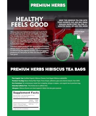 PREMIUM HERBS Hibiscus Tea | Hibiscus Tea Organic Flowers | Single Origin Source From Egypt | Great for Iced or Hot Brewed Herbal Green Tea | Caffeine Free 100% Natural Eco-Friendly Packaging - Buy Online on GoSupps.com