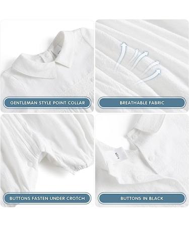 Boys White Baptism Outfit | Baby Boy Romper for Christening | Linen Jumpsuit 0-18 Months | 6-9 Months White-228 - Buy Online on GoSupps.com