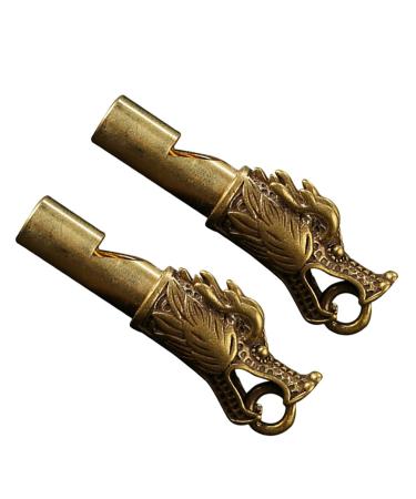 NUOBESTY Dragon Whistle Brass Dragon Head Emergency Whistle Loud Survival Whistle Keychain Chinese Bronze Carved Dragon Statue Charm 2pcs