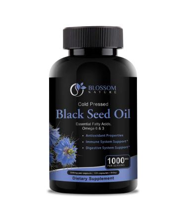 Black Seed Oil Capsules 1000mg - Premium Black Cumin Seed Oil Capsules - Black Seed Oil Liquid Pills - Virgin Cold Pressed Nigella Sativa Oil Pills - Blackseed Oil - 120 Cap (2 Month Supply)