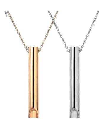 GWAWG 2 pieces of stress relief necklace with trailer meditation of breath chain smoke cessation aids for men's women meditation stress relief against fear slowdown breathing exercise device