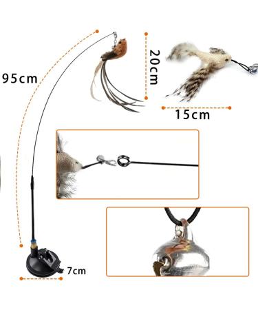 ZDQC Magic Cat Toy - Interactive Bells & Feathers Suction Cup Wand for Engaging Play - Buy Online on GoSupps.com