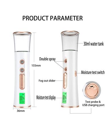 Portable Nano Facial Mister with USB Double-hole Design & Moisture Tester - For Hydration & Refreshing Skin - Ideal for Eyelash Extensions - Buy Online on GoSupps.com
