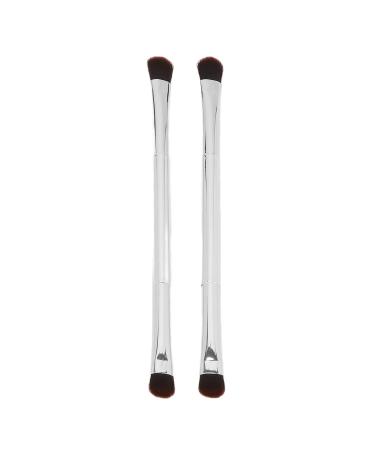 Soft Hair Double Ended Eyeshadow Brush Set - Silver 2pcs for Women Makeup Artists | Premium Eyelid Cosmetic Tools - Buy Online on GoSupps.com