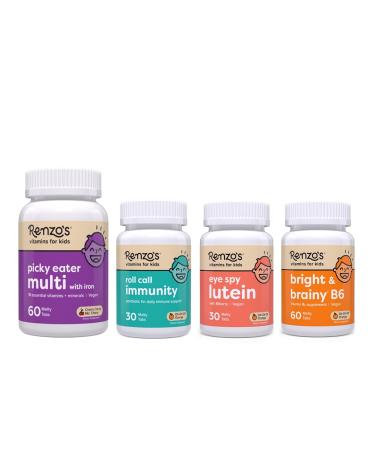 Renzo's A+ Routine Bundle - Picky Eater Mutli Cherry Roll Call Immunity Eye Spy Lutein Bright and Brainy