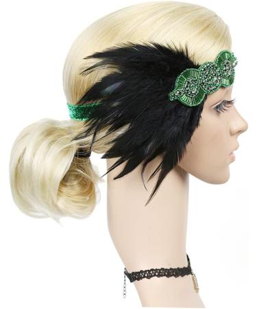 HAPINARY Feather Headdress Vintage Hairband Hair Band Headdress for Party Hairband Party Headdress Hijab 1920s Headband Dance Headpiece Turban Party Headwear Bride Accessories Prom One Size Green - Buy Online on GoSupps.com