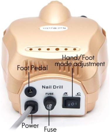 Professional Nail Drill Kit with Polishing Pen 6 Drill and Foot Pedal 30000 RPM Electric Nail File for Salon Home Gold - Buy Online on GoSupps.com