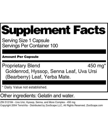 Uva Ursi Hyssop Senna and More Complex - 450 mg (100 Capsules ZIN: 512184) - 3 Pack - Buy Online on GoSupps.com