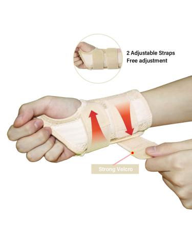 HYCOPROT Wrist Brace Night Sleep Support Splint Compression Sleeve for Wrist Pain Relief - Beige S/M-Right Hand - Buy Online on GoSupps.com