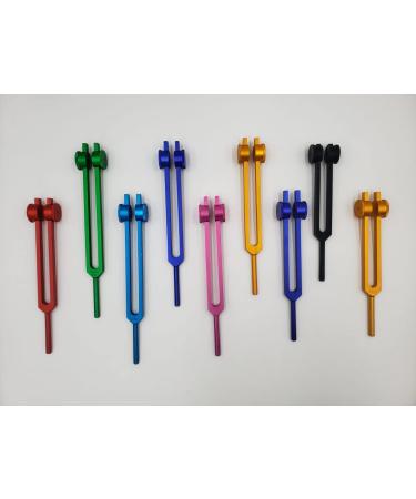YANTRA Sacred Solfeggio Weighted Tuning Forks Set of 9 DNA Repair with Striker and Individual Bags