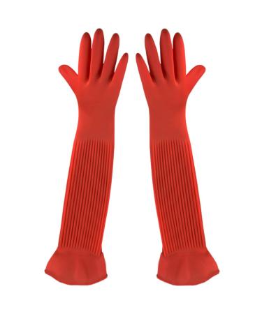 SunGrow Rubber Aquarium Gloves, Long Latex Gloves Keep Hands and Arms Dry, Waterproof, Comfortable Medium Size Gloves, Elastic Band Holds Tight, Practical for Aquarium Use