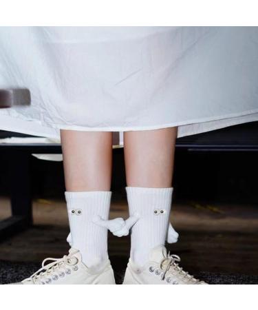 Magnetic Suction 3D Doll Couple Socks - Cute Novelty Gift for Him & Her | Casual Funny Socks 1 Pair White - Buy Online on GoSupps.com