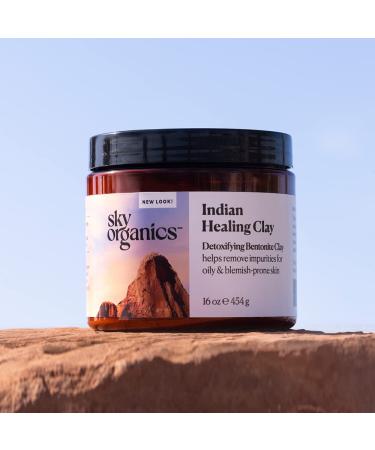 Sky Organics Indian Healing Clay - 100% Pure Bentonite Clay for Face Detox - 16 oz - Buy Online on GoSupps.com