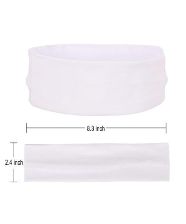 MapofBeauty 3 Pack Yoga Headbands - Stretchy Cotton Hair Wrap for Sport Running & Gym - White - Buy Online on GoSupps.com