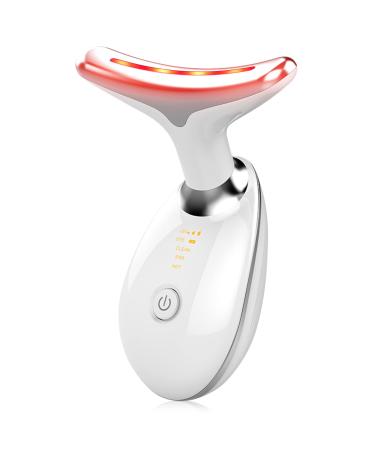 Red Light Therapy for Face  7 Color LED Face Skin Rejuvenation for Face & Neck Beauty Device  Deplux Neck Tightening Device  Glossy White