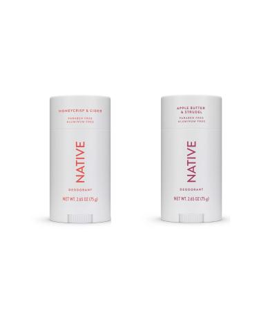 Honeycrisp & Cider Deodorant (2.65 oz) and Apple Butter & Strudel Deodorant (2.65 oz) Native Fall Collection Pack of 2