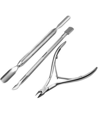 Haobase Pusher Scraper Spatula Nail Clipper Cuticle Trimmer Cuticle Pusher Set of 3
