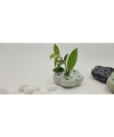 Eco-Friendly Lotus Shaped Clay Floral Holder for Happy and Wealthy Floral Arrangements - White, 2.76 inches - Buy Online on GoSupps.com