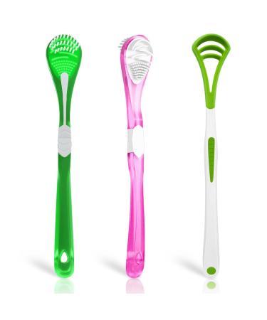 Tongue Scraper for Adults Kids Tongue Cleaner for Oral Care Silicone Tongue Brush Double-Side Oral Scrapers for Reduce Bad Breath (3 Pack)
