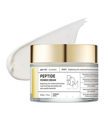 BOM COSMETICS Peptide Power Cream 1.76 Fl Oz Daily Moisturizing Cream with Peptide and 99% Pure Gold for Hydration Collagen Support to improve Skin Texture Skin Barrier Care Korean Skincare