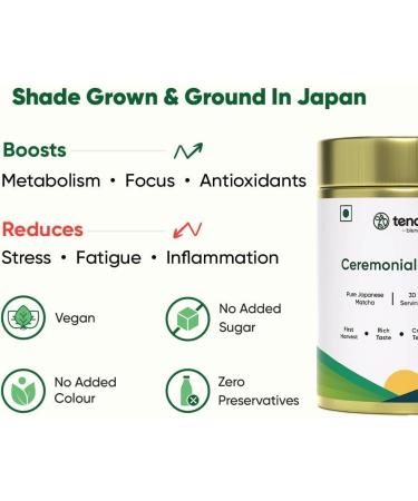 Ten.cha - Ceremonial Matcha Tea | 100% Pure Super Premium Grade | Japanese Matcha Green Tea Powder | Free Spoon | Vegan | Tested For Radiation | 30gms - Buy Online on GoSupps.com