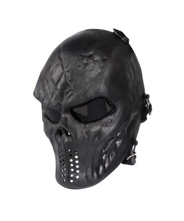 Anyoupin Paintball Mask, Skull Skeleton Full Face Airsoft Mask with PC Gray Lenses Army Fans Supplies M06 Tactical Mask for Halloween Paintball BB Gun CS Game Cosplay and Masquerade Party Black+G