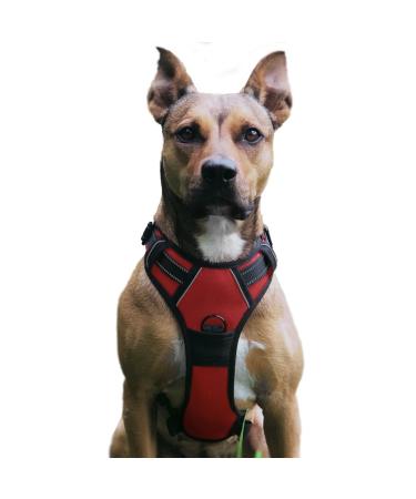 No Pull Dog Harness Adjustable Breathable Reflective Soft Padded Dog Harness Chest Harness for Dogs (Red M) M Red - Buy Online on GoSupps.com