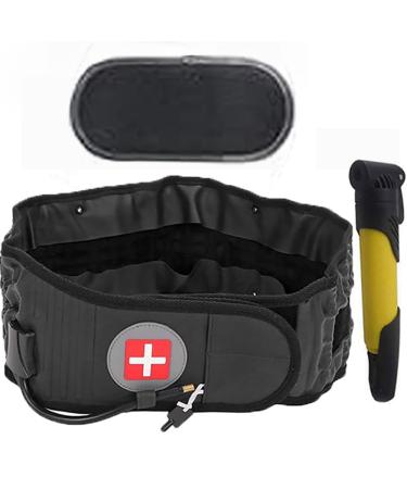 Decompression belt decompression belt back inflatable lumbar belt inflatable one size fits 29-49 waist with an extension band and pump-door pain in the lower back relief (black)
