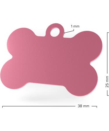 Engraved Pink Dog Tag Bone | Large 38mm with 2 Key Rings - Personalized Pet ID Tag - Buy Online on GoSupps.com